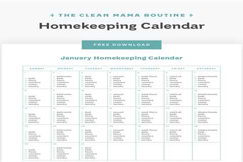 Free January 2023 Homekeeping Calendar