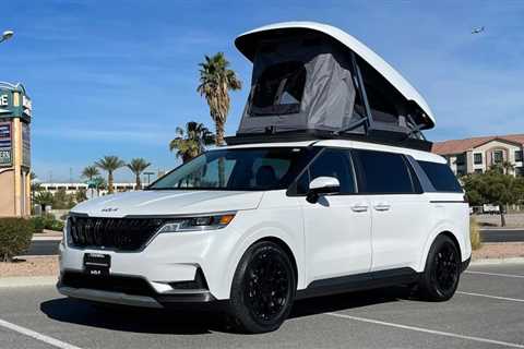 Kia Carnival rooftop pop-up tent turns minivan into sleek camper