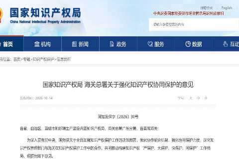 CNIPA and Customs Jointly Issue Opinion on Strengthening Coordinated IP Protection